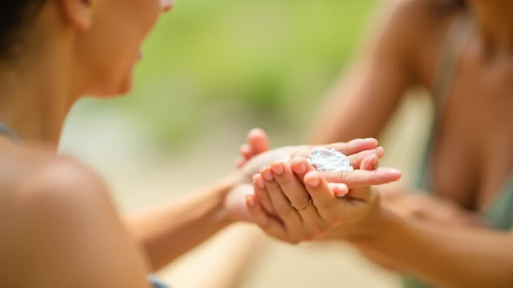 Senjorė aplikuoja saulės apsaugą ant rankos, SPF50 kremas matomas ant jos kūno